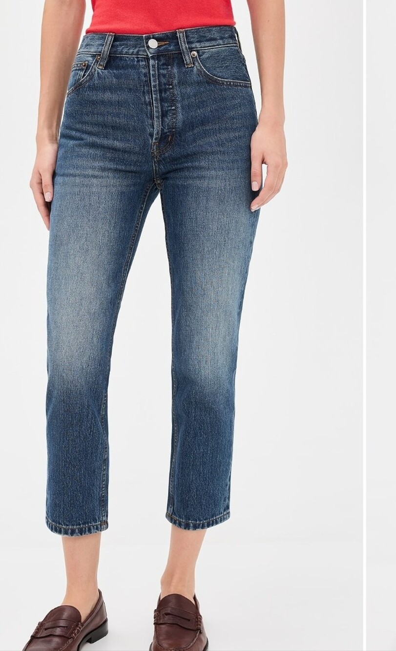 Still Here NY Tate Jeans  High-Rise Straight Crop Jeans - Bruce Blue 25